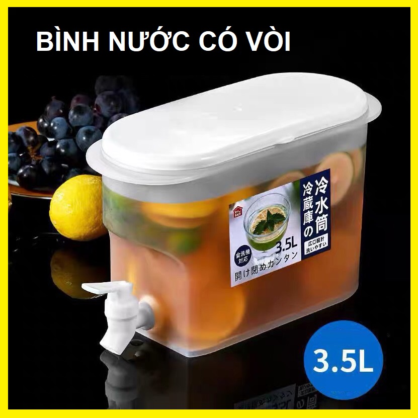 Bình Nước Có Vòi Để Tủ Lạnh 3.5L Cao Cấp ❤️RẺ VÔ ĐỊCH❤️ Bình Nước Có Vòi Tiện Dụng Nhựa PP An Toàn