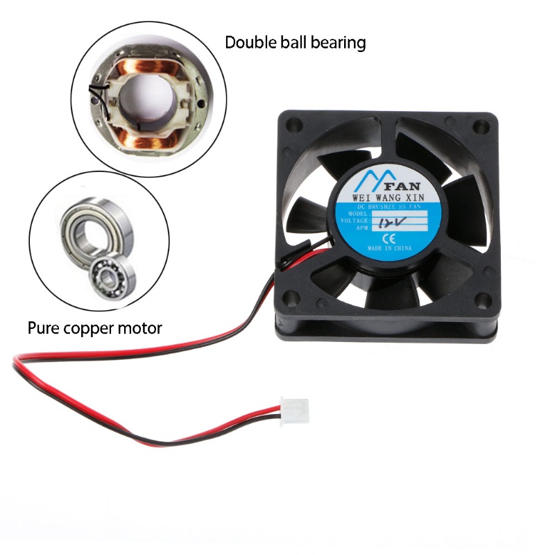 Quạt Tản Nhiệt Làm Mát Cpu 60mm X 60mm X 20mm Dc 12v 2-pin 6020