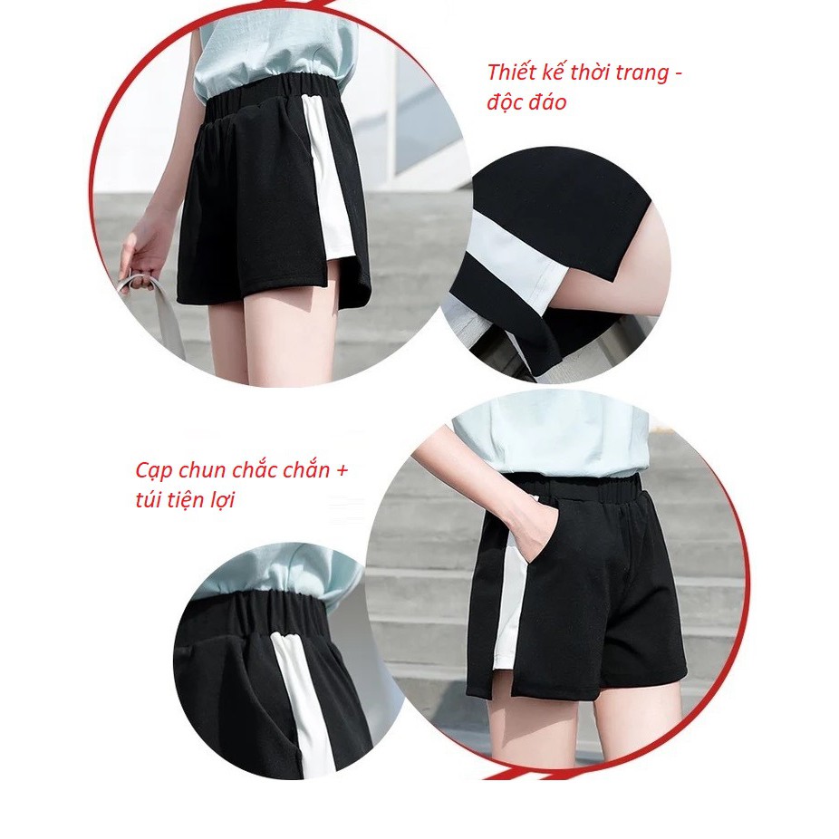 Quần đùi nữ - Quần Short nữ sọc to bản thời trang - năng động đi chơi, mặc nhà đều xinh
