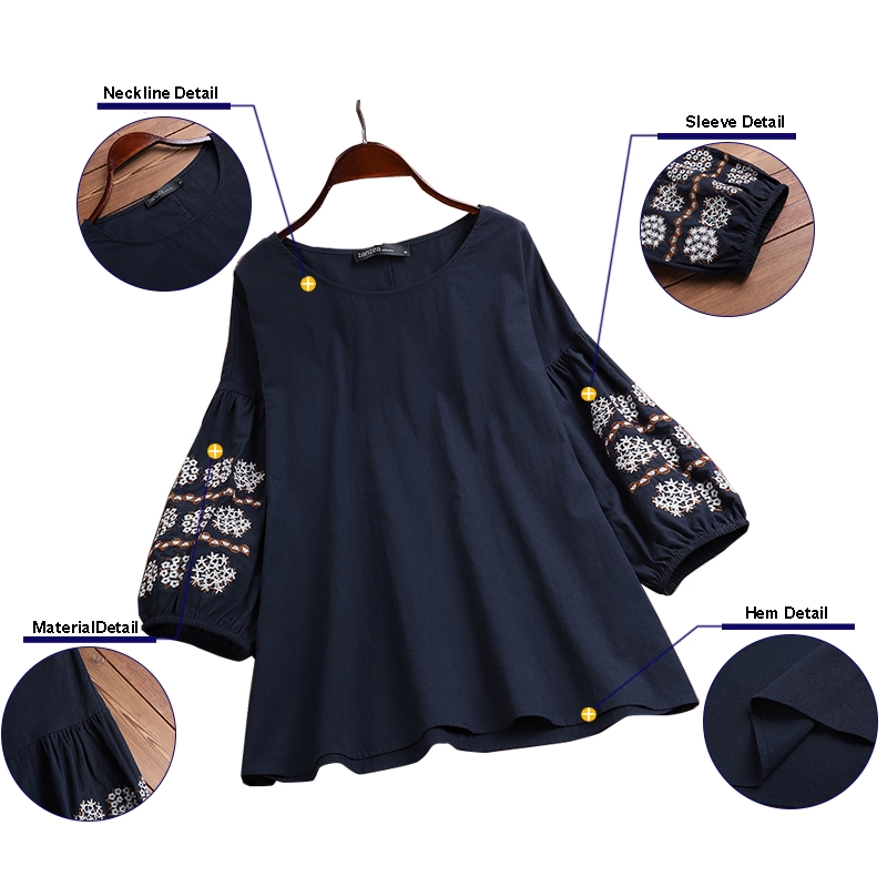 Áo ZANZEA Nữ Tay Dài Thêu Hoa Thời Trang