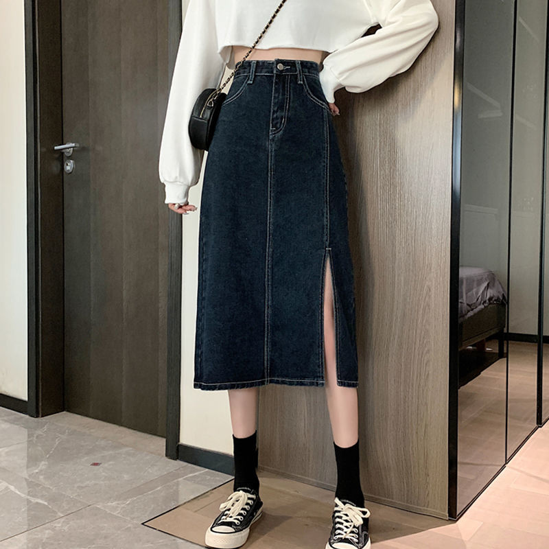 Chân váy bò dài Xẻ Tà Phong Cách Hàn Quốc Dành Cho Bạn Nữ