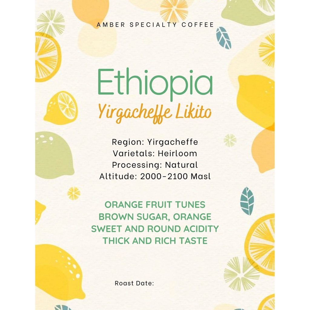 Cà phê Nhân xanh (Green Bean) Ethiopia Gediyo Yirgacheffe Likito Natural G1 túi 1kg