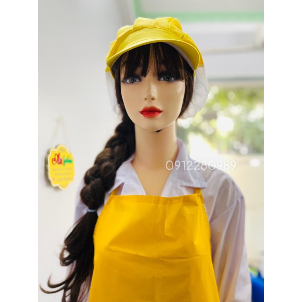 Tạp dề yếm chống thấm nước màu vàng, tạp dề thủy sản _ Hình chụp thật