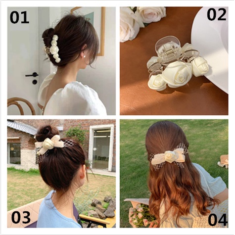 Kẹp Tóc Hình Hoa Màu Be Phong Cách Cổ Điển Thanh Lịch Dành Cho Nữ