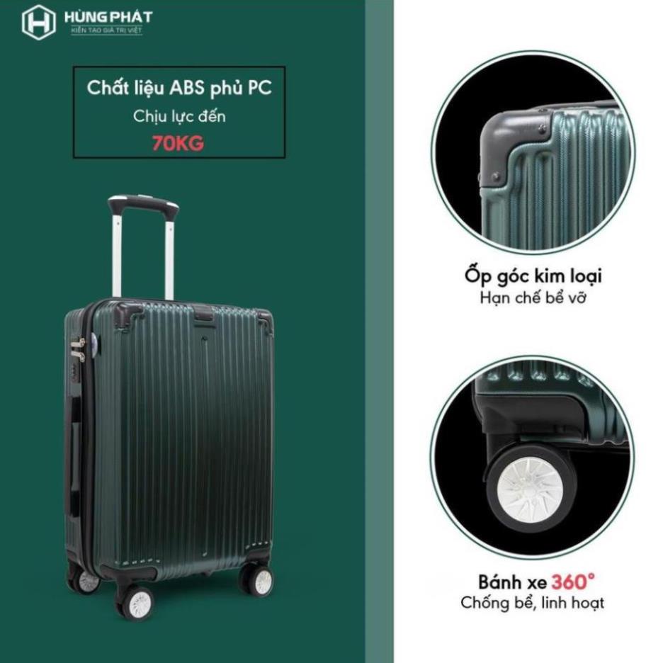 Vali kéo cao cấp HUNGPHAT-607 bo góc kim loại kích thước 20, 24 inch chính hãng Hùng Phát - Bảo hành 5 năm