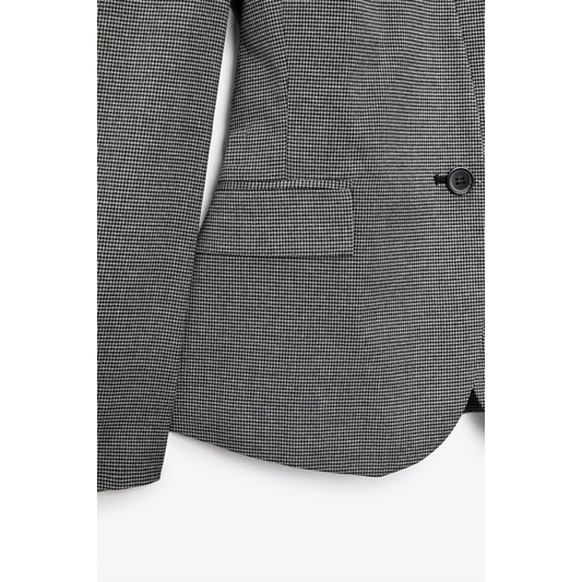 ZARA Đức - Áo blazer kiểu chính hãng auth new tag cao cấp có sẵn sale 8372/378 khoác không cổ xám houndstood caro dạ