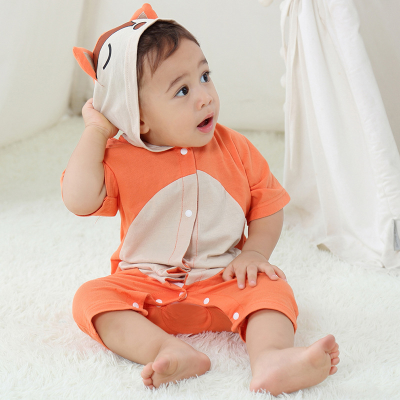 Áo Hoodie Ngắn Tay In Hình Động Vật Dễ Thương Cho Bé