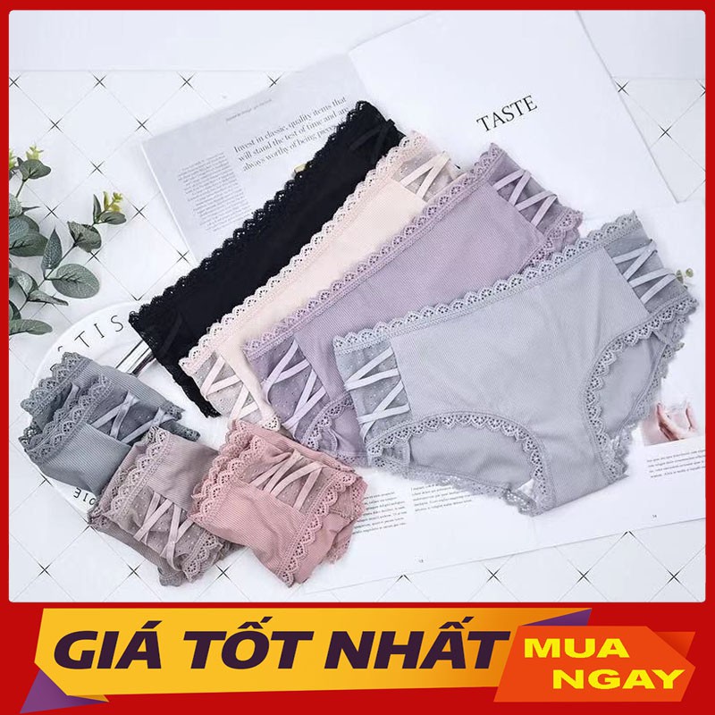 LỐ 10 QUẦN LÓT NỮ GÂN TĂM KHÁNG KHUẨN VIỀN REN MÃ 1556