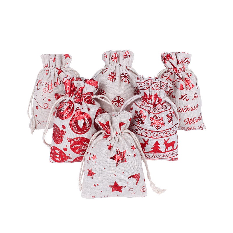 1 Túi Đựng Quà Giáng Sinh Bằng Cotton Lanh In Lịch Màu Sắc Ngẫu Nhiên