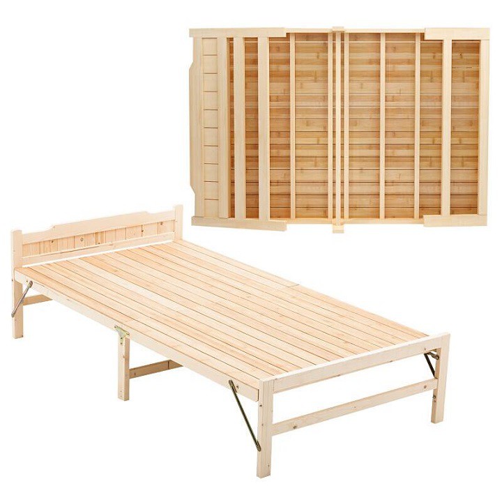 RE0555MAU1.2 RE0557 Giường gỗ thông gấp gọn 120x195cm tặng nệm gối - Giường xếp gỗ thông