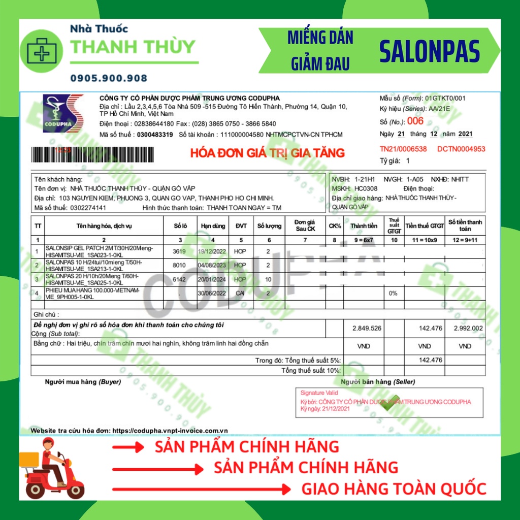 MIẾNG DÁN GIẢM ĐAU SALONPAS  Giảm Đau Vai, Lưng, Cơ, Mỏi Cơ, Đau Khớp, Bầm Tím, Bong Gân
