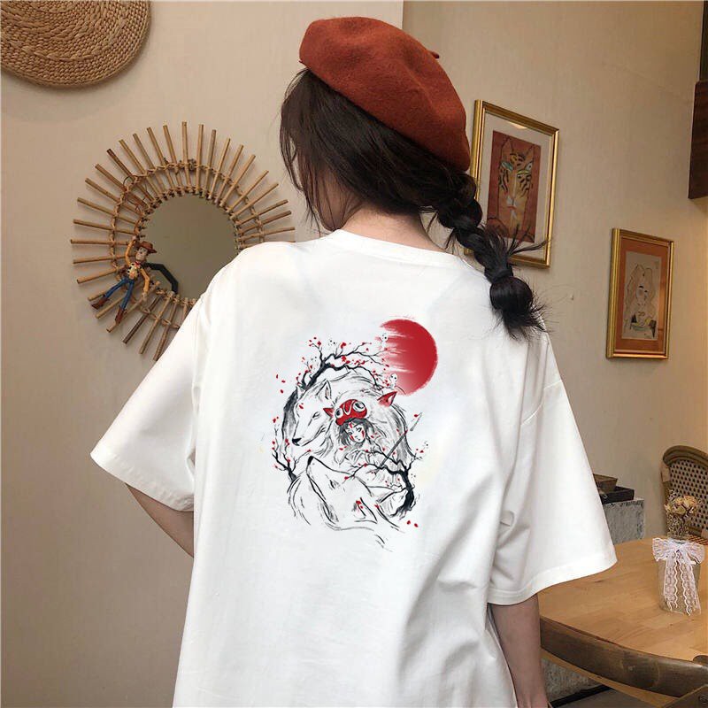 Áo thun tay lỡ form rộng họa tiết cô gái phong cách Nhật Bản vải dày mịn 2020T2475