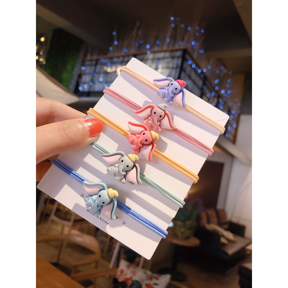 Dây buộc tóc thun buộc tóc hình chú voi nhiều màu dễ thương