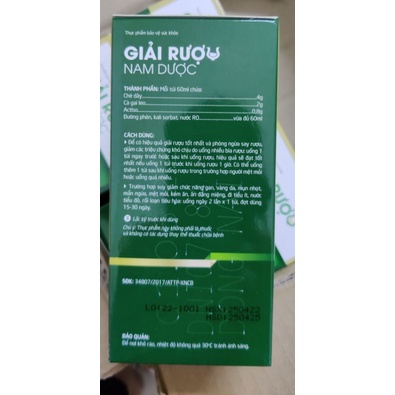 Giải rượu nam dược dạng gói nước, dạng viên giảm say rượu bia, bảo vệ gan,giảm mệt mỏi