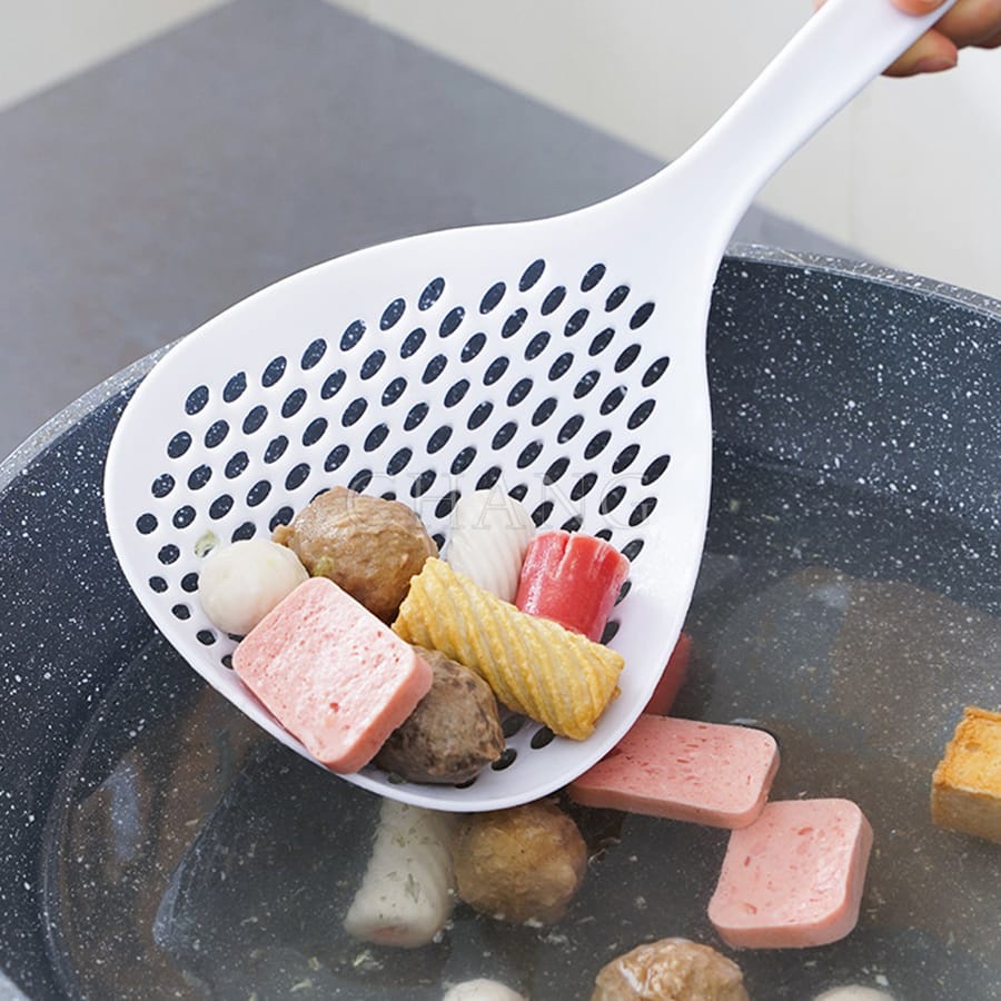 Muôi Vớt Ăn Lẩu Kiểu Chiếc Lá - Muỗng Thủng Nhựa Nhúng Đồ Ăn, Rau Củ, Mì Size Lớn