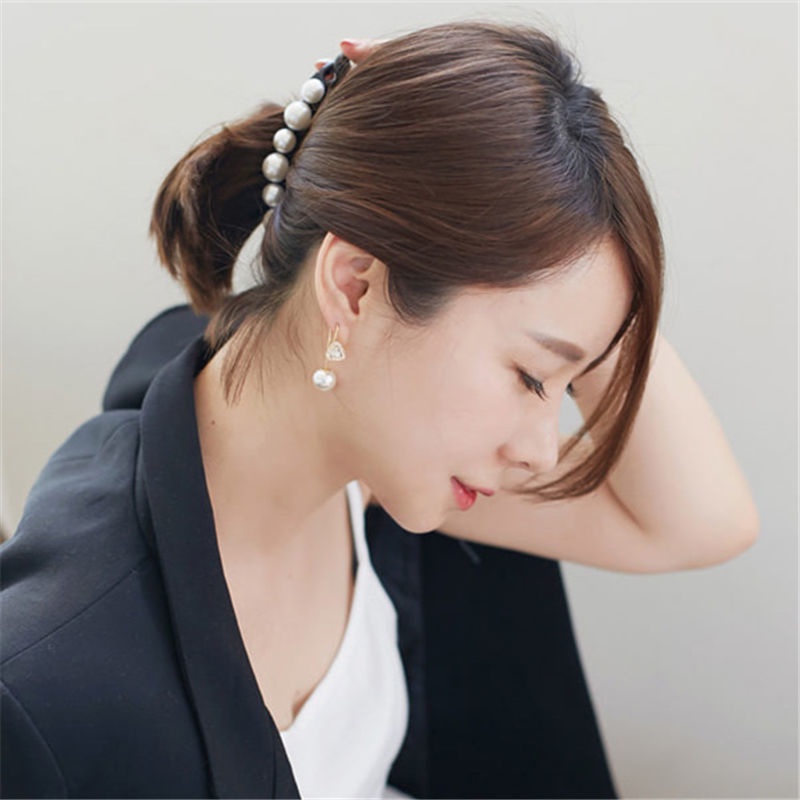 Kẹp tóc càng cua đính ngọc trai giả đơn giản thanh lịch dành cho nữ