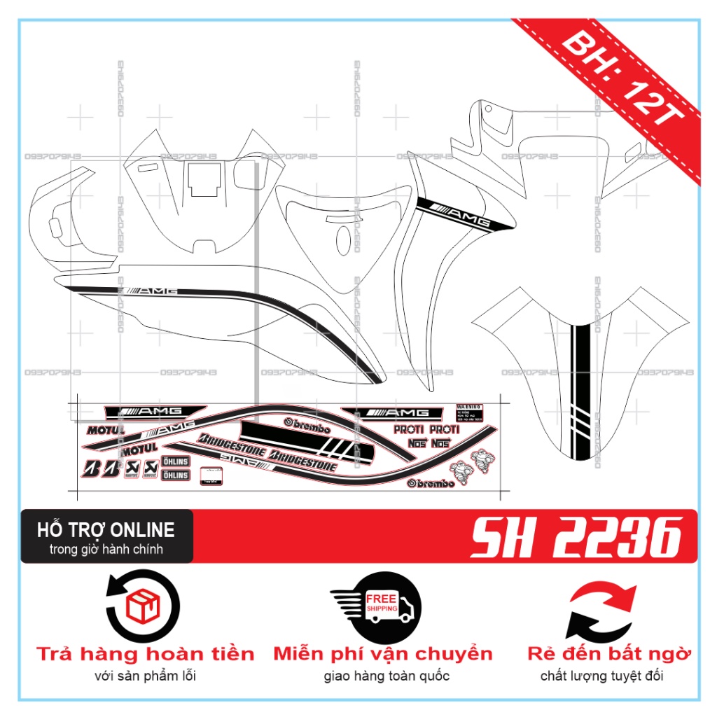 TEM XE SH MODE DÁN XE TRẮNG -- SHIN DECAL 2