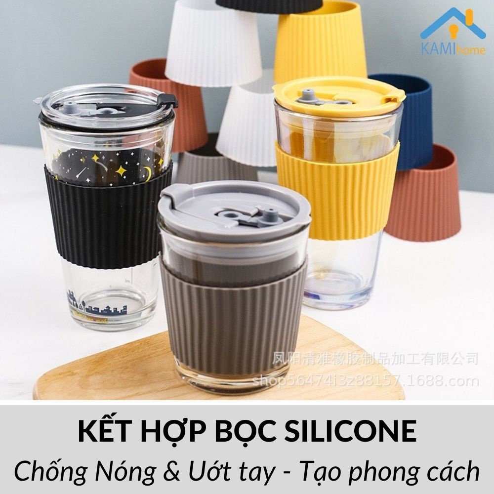 Ly thủy tinh chịu nhiệt nóng lạnh có Nắp và Ống hút  KM22013.22024