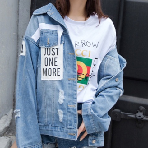 Áo Khoác Jeans &quot;Just One More&quot; Unisex Mặc Cho Cả Nam Và Nữ Với Vải Jeans Sản Xuất Dày Dặn [KJN02]