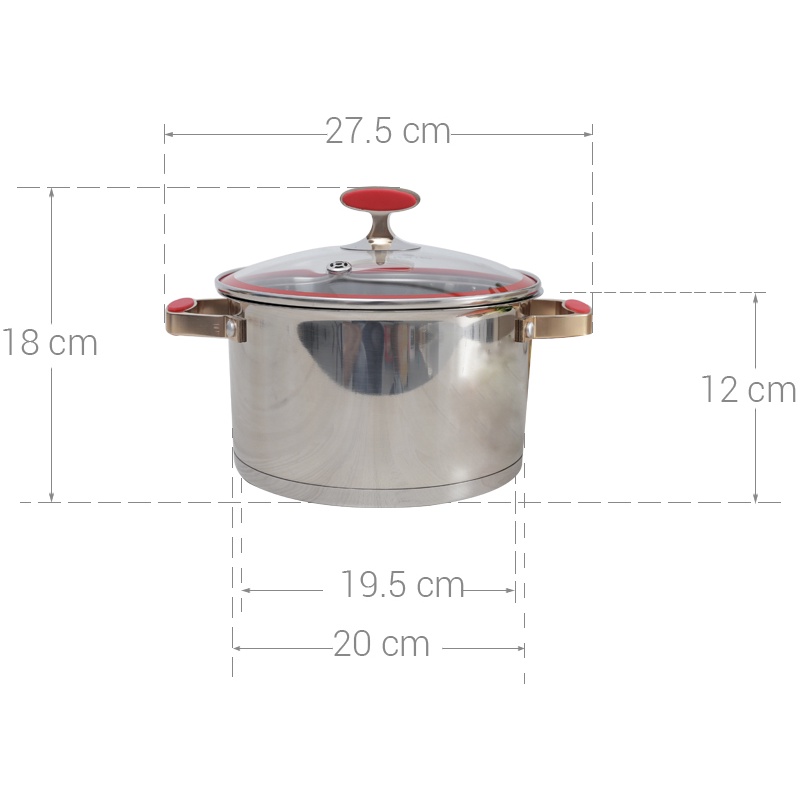 Xoong inox 304 cấu tạo 5 lớp đáy Elmich Red Velvet 20cm xuất xứ CH Séc