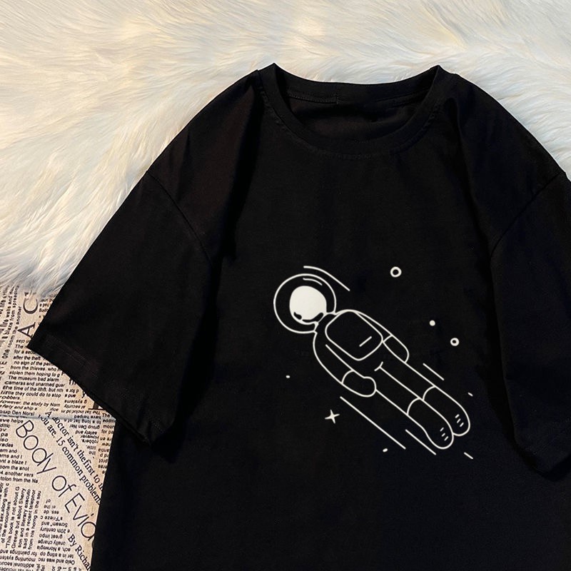 Astronaut Japanese-style Vintage Clothing Short Sleeve T-shirt Women's 2021 Loose-Fit Korean-style Fashion INS Harajuku-