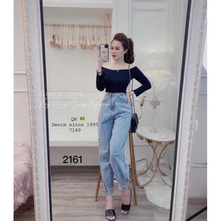 quần bò cạp chun sau cúc gấu