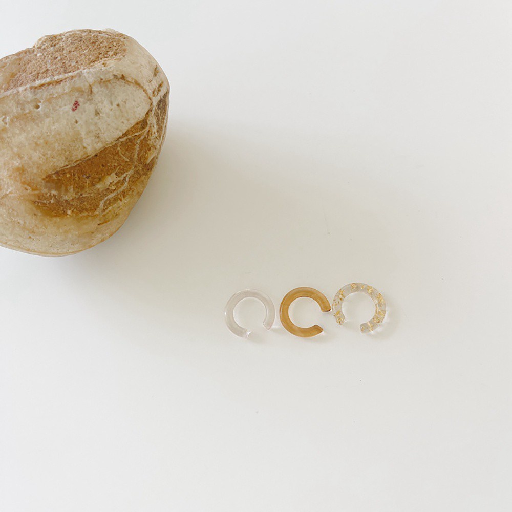 Bộ 3 Khuyên Tai Kẹp Vành Tai Bằng Nhựa Resin Trong Suốt Màu Kẹo Phong Cách Harajuku Hàn Quốc Dễ Thương Cho Nữ