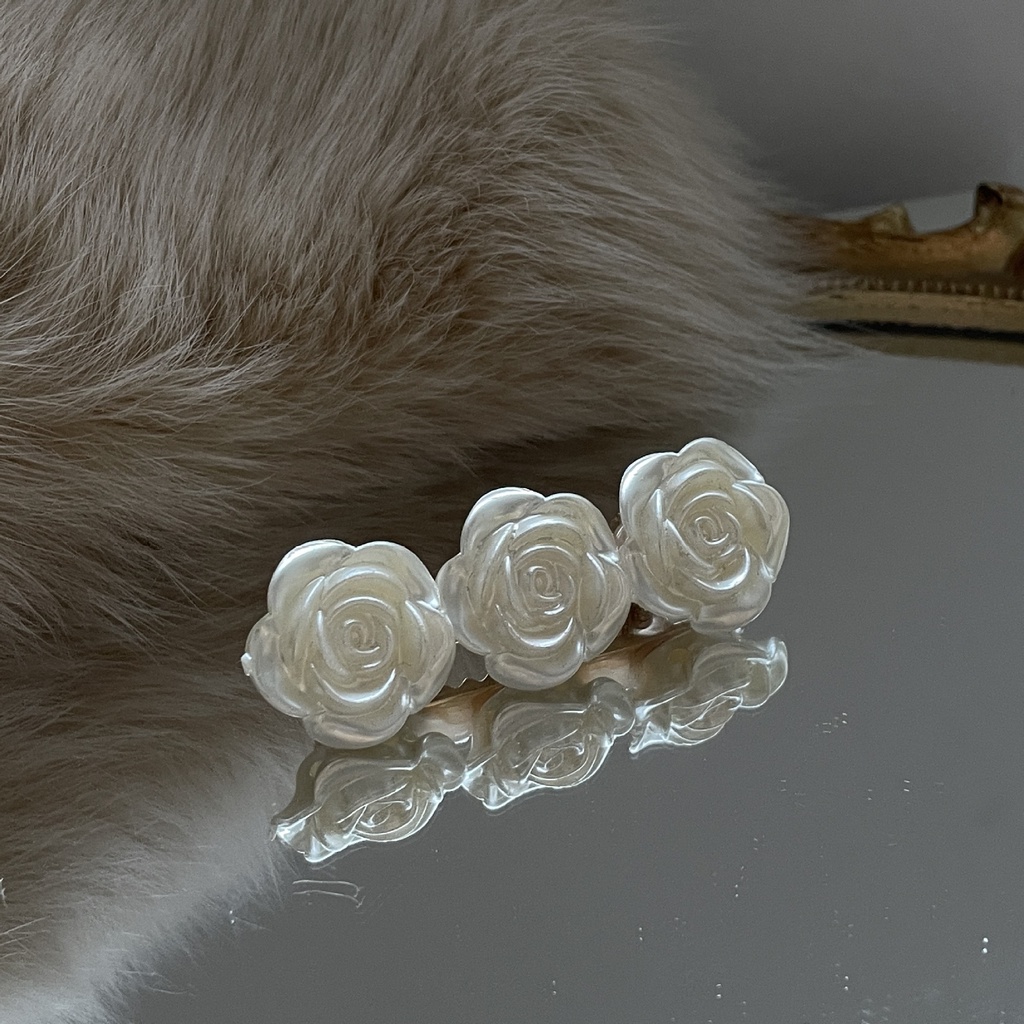 Kẹp Tóc Mái Dạng Bấm Họa Tiết Hoa Hồng Dễ Thương Cho Nữ YOS