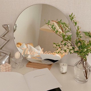 Gương tròn để bàn trang điểm có đế gỗ Gương trang trí Gương décor Gương tròn