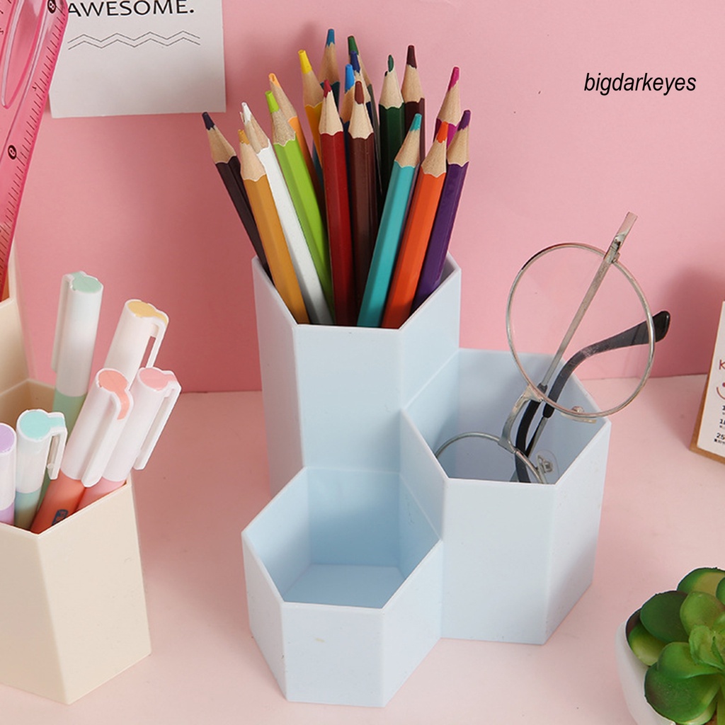 Giá Đỡ Bút Hình Lục Giác 3 Ngăn Bằng Nhựa Tiết Kiệm Không Gian Tiện Dụng