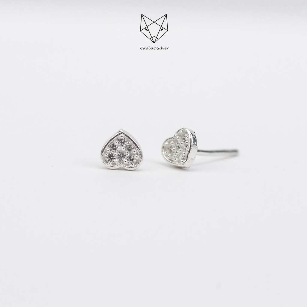 Khuyên Bạc Ta Cao Cấp CaoBac Silver Hình Trái Tim Phong Cách Mới Cho Nữ