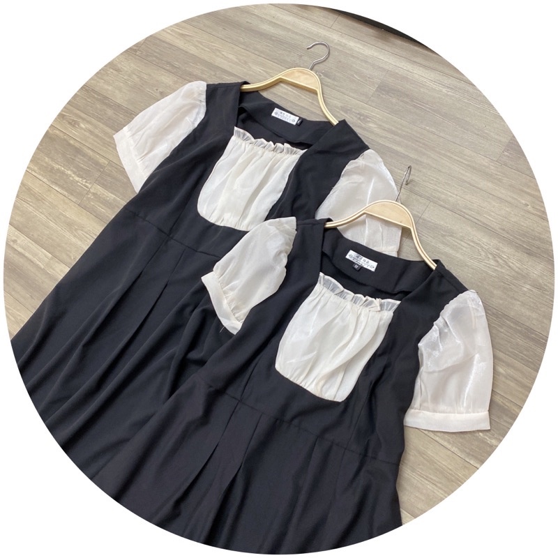 40-80kg) Đầm Bầu Tết - Váy bầu ngắn tay pha lụa kem baby doll Siêu Xinh