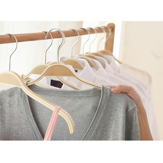 10 Móc Gỗ Treo Quần Áo - Móc Gỗ Ép - Móc Gỗ Vai Đệm Nhựa