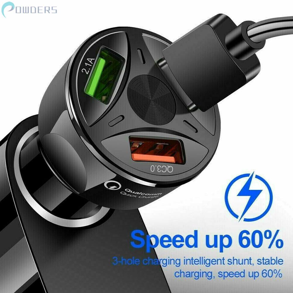 Cục Sạc USB Dự Phòng QC 3.0 Có Đèn Cho Xe Hơi