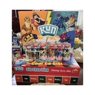 1 Thùng Sữa Chua Uống Tiệt Trùng Kun 48 chai x 90ml Lọ Huoeng Dâu/Cam.