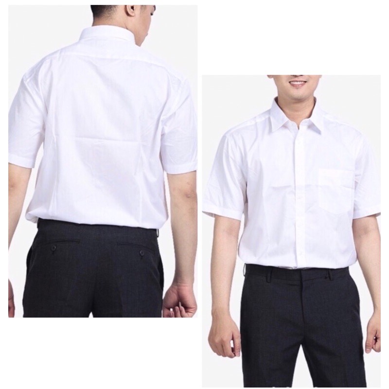 Áo Sơ Mi Nam Cộc Tay Dáng Suông Màu Trắng Cao Cấp
