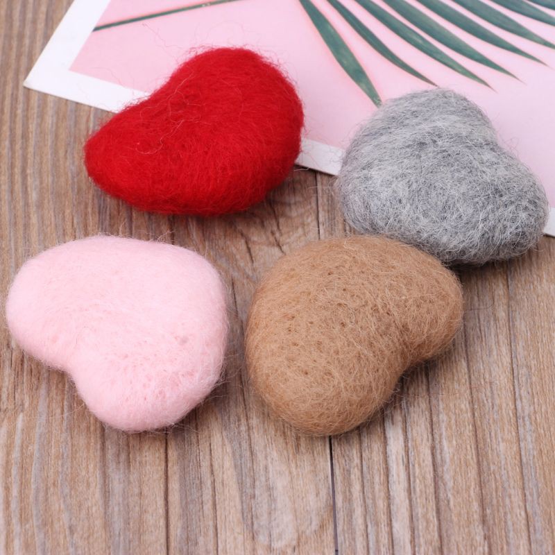 Đạo cụ chụp ảnh bé yêu handmade 5cm hình trái tim bằng chất liệu vải nỉ