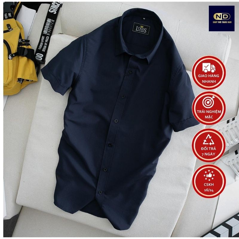 áo sơ mi nam tay ngắn - áo sơ mi chất liệu cotton - áo nam ngắn tay phù hợp nơi công sở | BigBuy360 - bigbuy360.vn