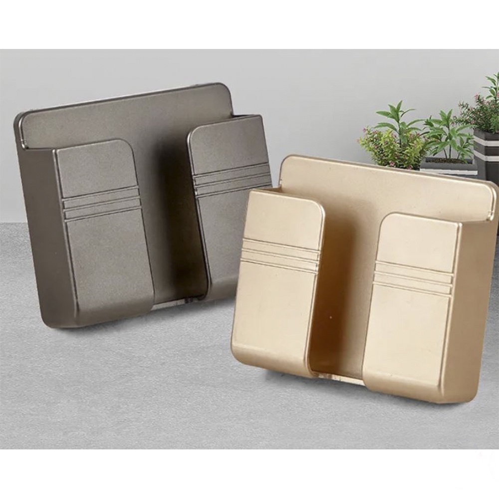 Kệ Dán Tường Để Điện Thoại, Ống Cắm Điều Khiển Remote Xẻ Rãnh V5 Siêu Tiện Lợi - Khay Đựng Đồ, Bút Viết Đa Năng