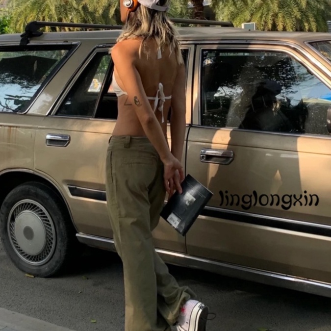 ✬Te❣Xingqing Quần Baggy Lưng Thấp Có Túi 2022K Thời Trang Cổ Điển Cho Nữ y2k