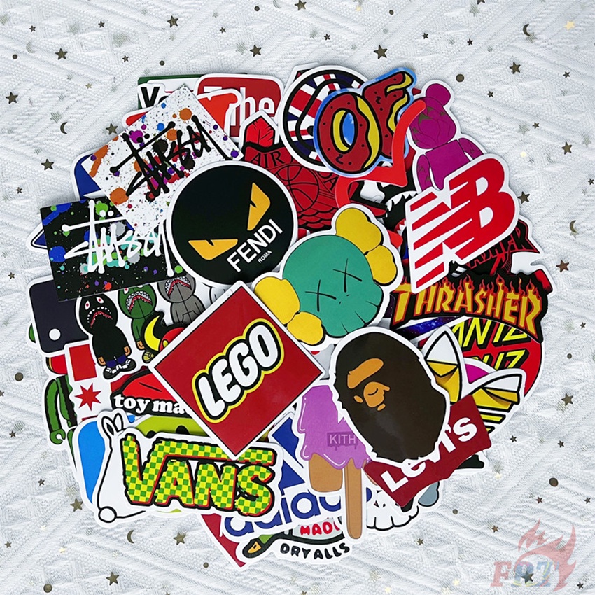 ❉ Nhãn Dán Thời Trang Cổ Điển Series 01 ❉ Bộ 50 Sticker Chống Thấm Nước Họa Tiết Doodle Hợp Thời Trang