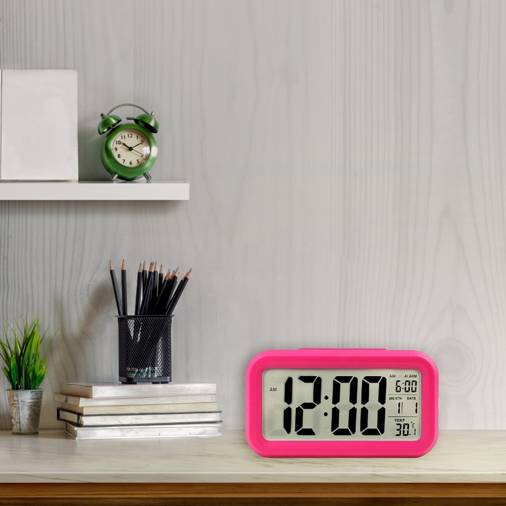 Đồng Hồ Báo Thức Có Màn Hình LED Hiển Thị Nhiệt Độ Và Độ Ẩm Tiện Dụng