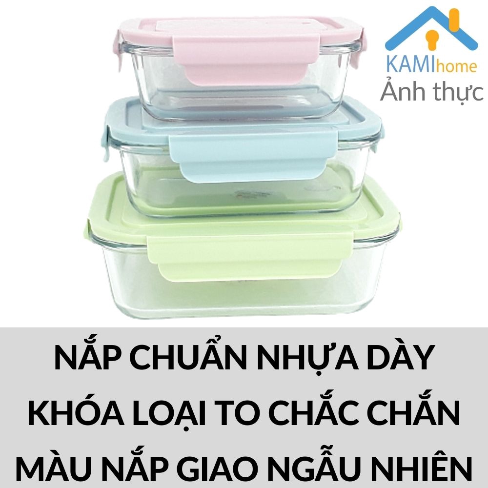 Hộp bảo quản thực phẩm Hộp đựng cơm văn phòng Thủy tinh chịu nhiệt Nóng Lạnh-Nắp chân không mã 20070