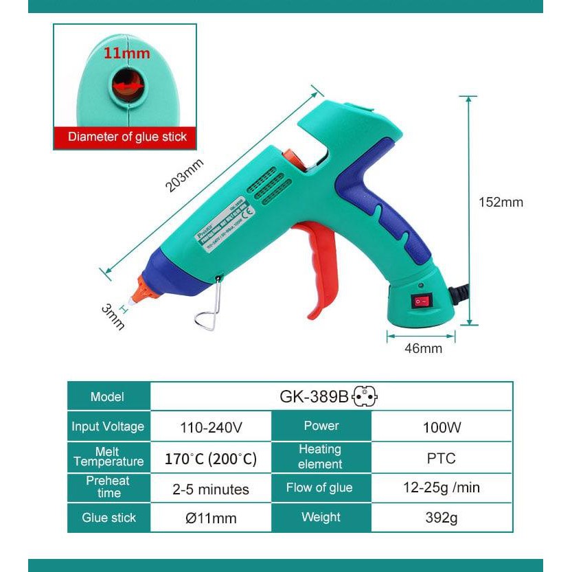 Súng bắn keo Pro'skit GK-389B (kèm 3 cây keo)