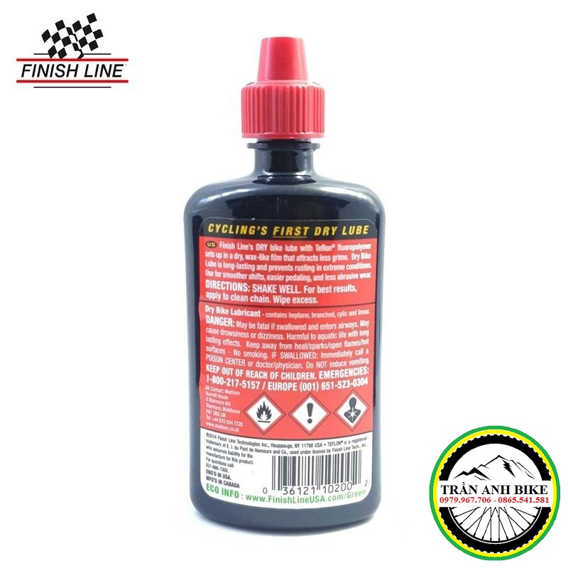 Dầu tra xích líp xe đạp Finish Line Dry 120ml chính hãng