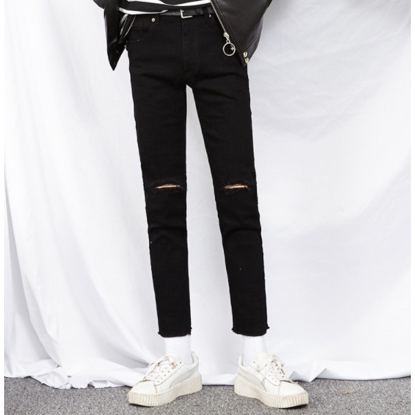 Quần jeans rách gối đánh rách gấu co dãn 4 chiều dày xịn - ẢNH THẬT