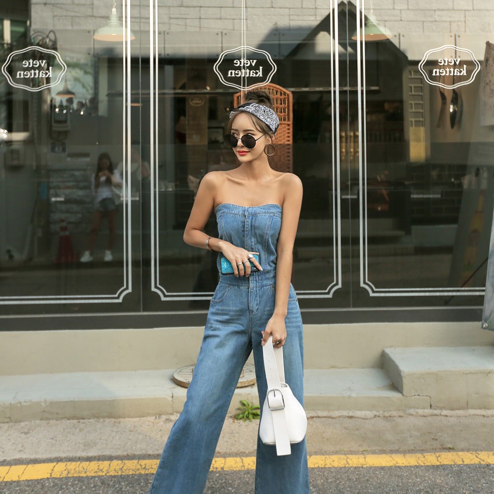 Quần bò liền áo quây chun