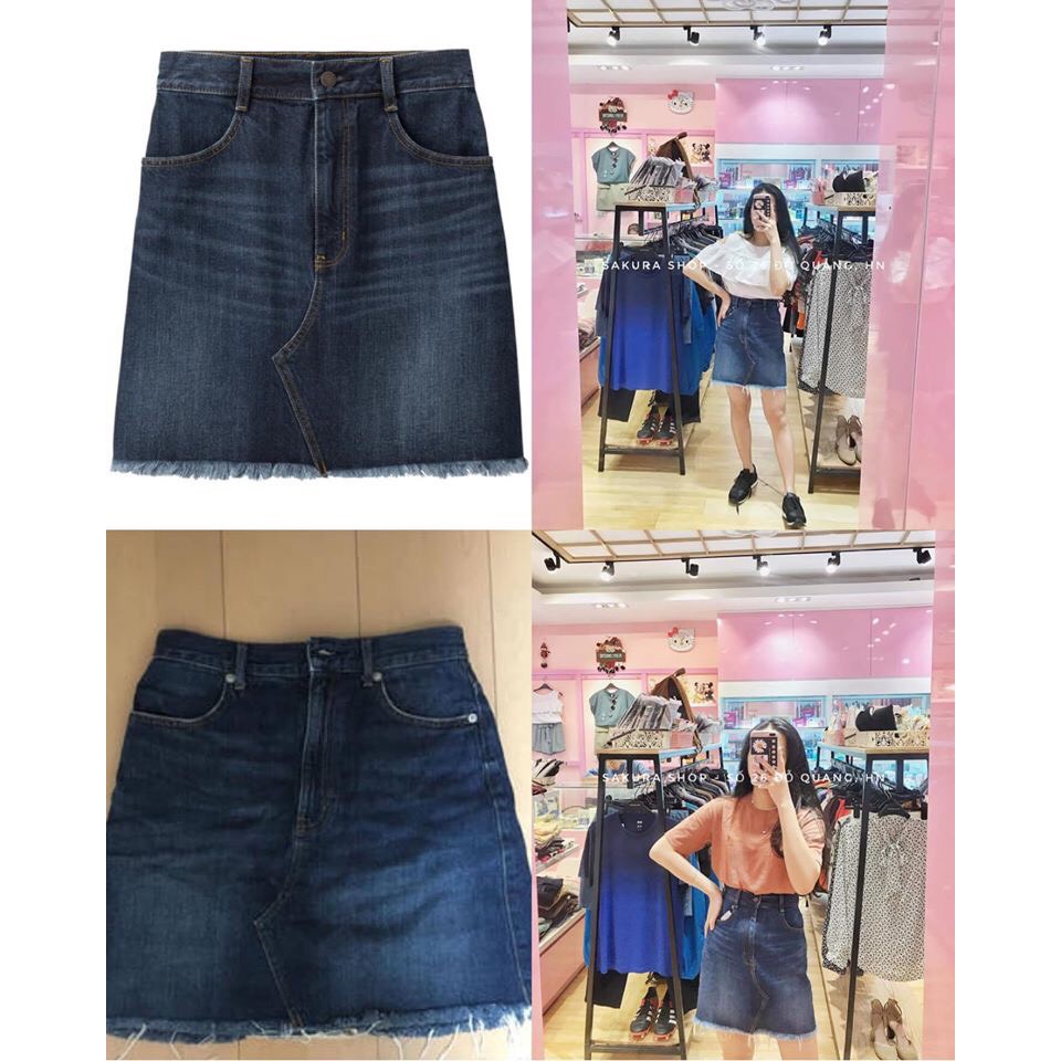 Hàng có sẵn chân váy và quần sóc bò GU. | BigBuy360 - bigbuy360.vn