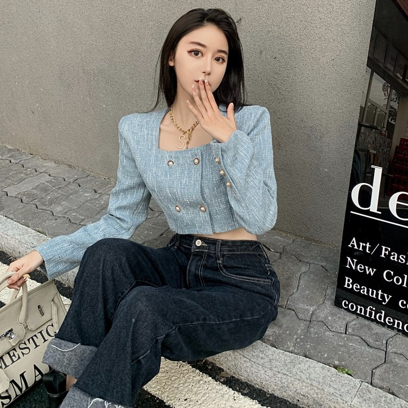Áo sơ mi nữ kiểu tay dài cổ vuông Emilyshop