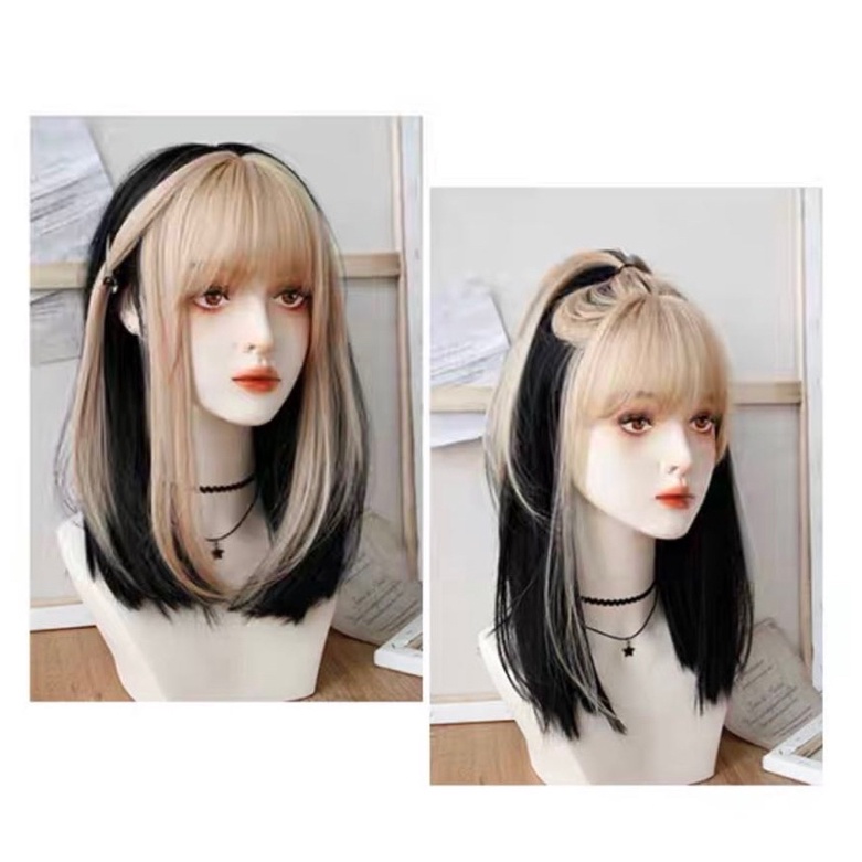 tóc giả 2 màu omber cao cấp ❤️ freeship 50k ❤️ tặng lưới chùm tóc